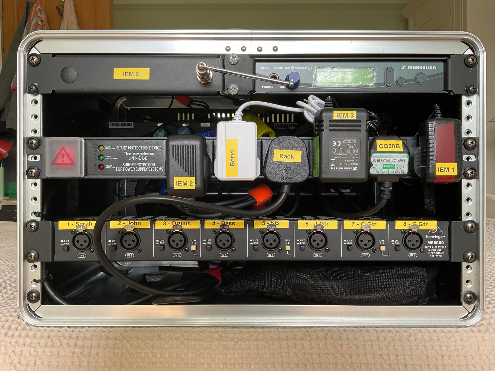 Ralph - our newest band member. Mixer, IEM, splitter and power supply all in one box